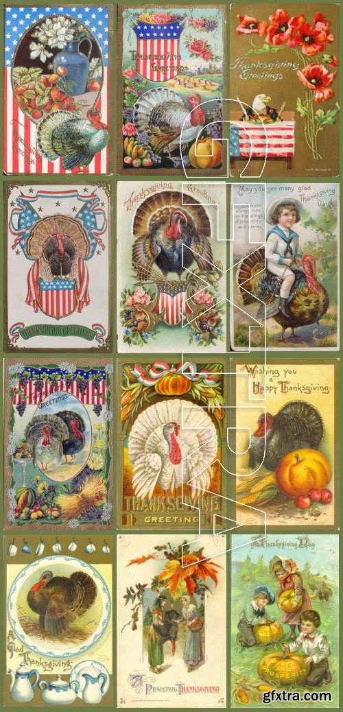 Vintage ThanksGiving Day Postcards Collection 193xJPG