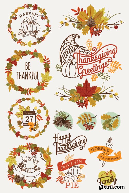 ThanksGiving Celebration Cards 25xEPS