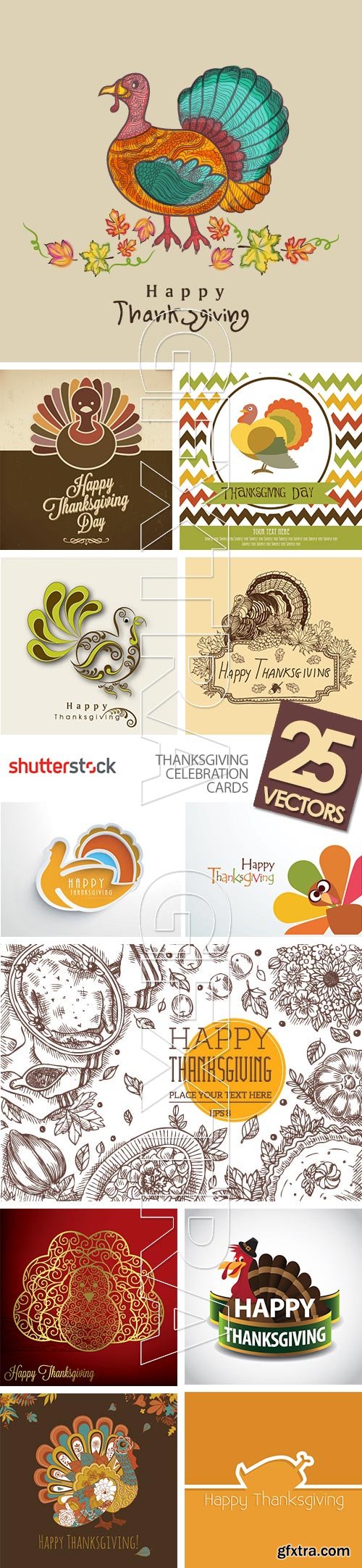 ThanksGiving Celebration Cards 25xEPS