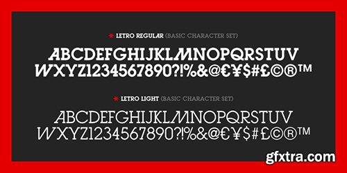 Letro Font Family 2 Fonts $70