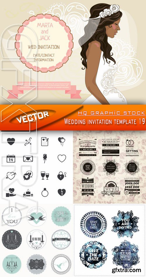 Stock Vector - Wedding invitation template 19