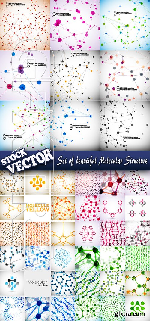 Stock Vector - Set of Beautiful Molecular Structure