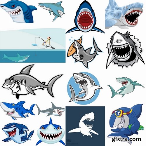 Collection of different cartoon shark 25 Eps