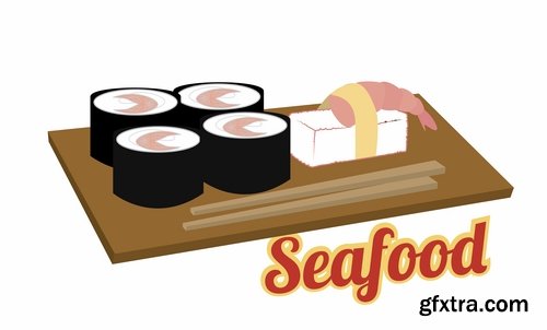 Collection of different emblems seafood 25 Eps