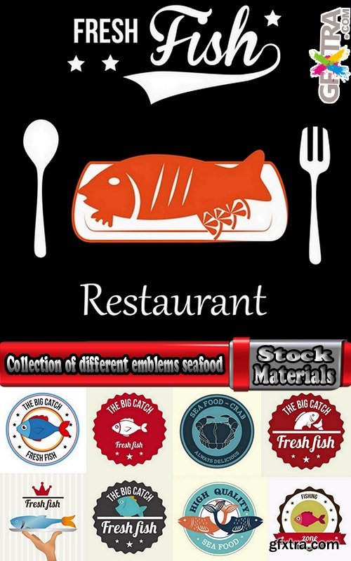 Collection of different emblems seafood 25 Eps