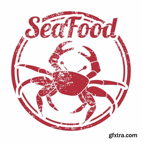 Collection of different emblems seafood 25 Eps