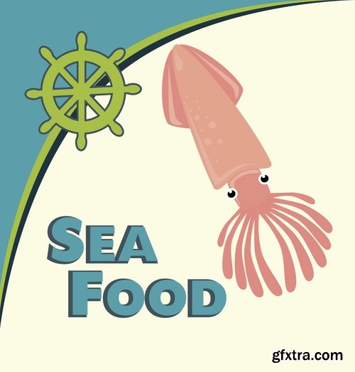 Collection of different emblems seafood 25 Eps