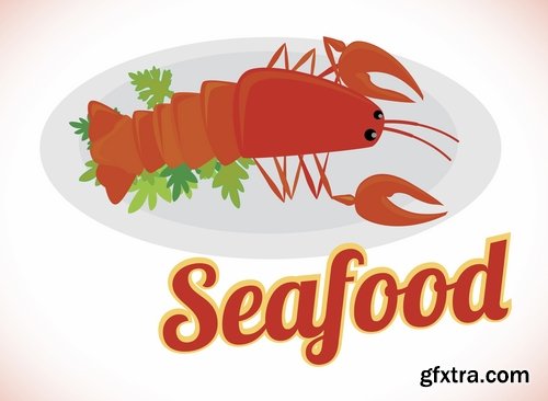 Collection of different emblems seafood 25 Eps