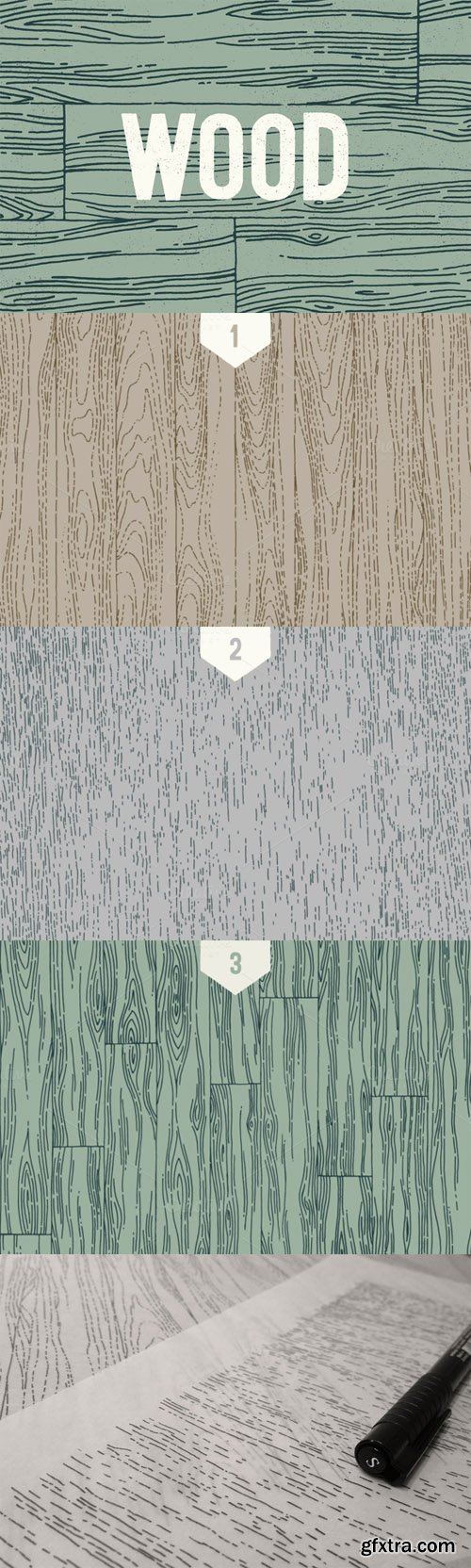 3 Wood Line Patterns - By hand - Creativemarket 23387