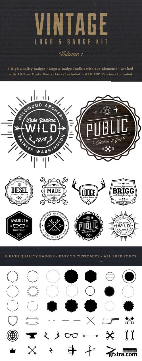 Vintage Logo/Badge Kit - Creativemarket 11605