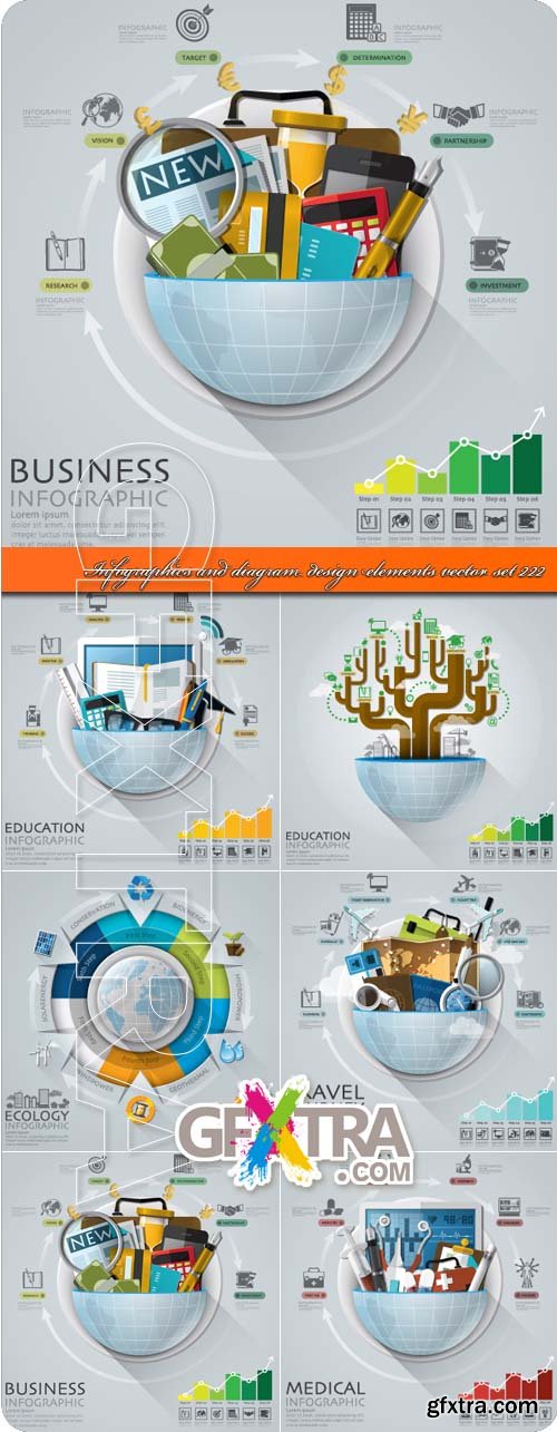 Infographics and diagram design elements vector set 222