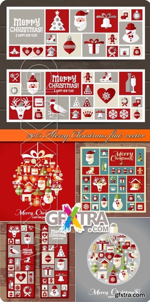 2015 Merry Christmas flat vector