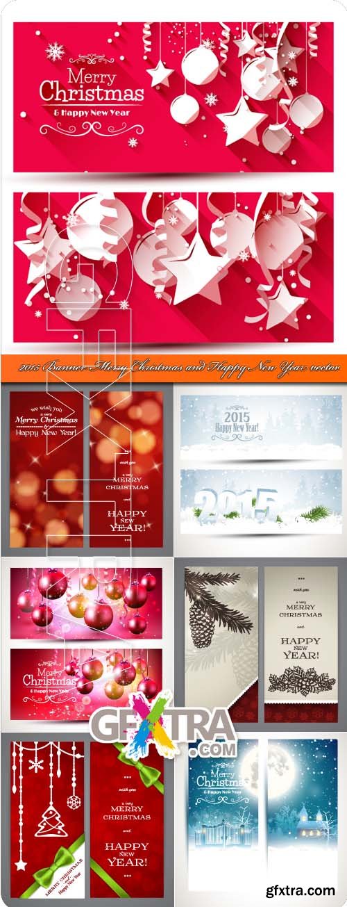 2015 Banner Merry Christmas and Happy New Year vector