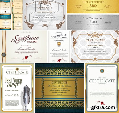 Stock Vectors - Certificate Template 6, 25xEPS