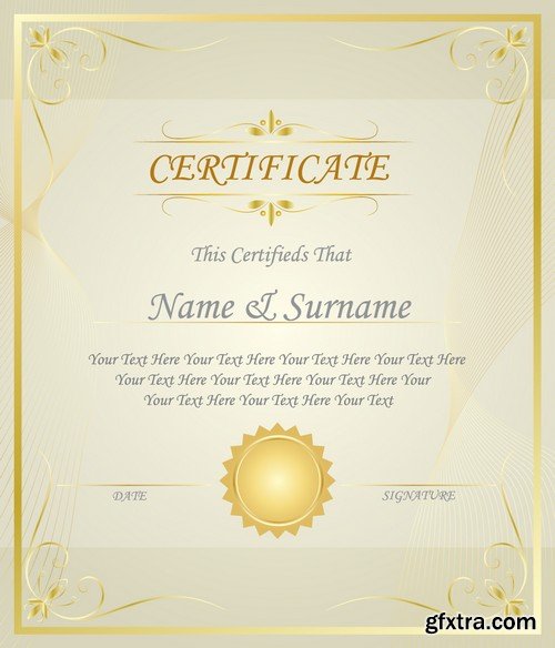 Stock Vectors - Certificate Template 6, 25xEPS