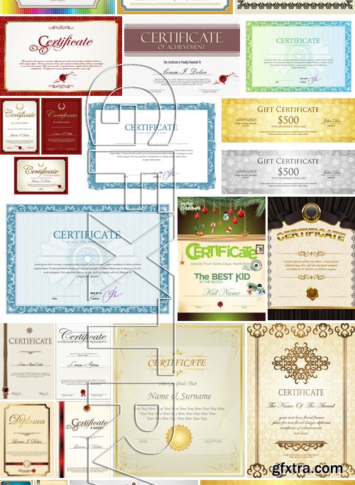 Stock Vectors - Certificate Template 6, 25xEPS