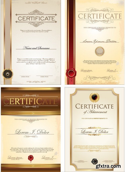 Stock Vectors - Certificate Template 6, 25xEPS