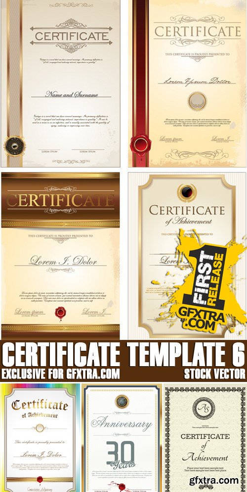 Stock Vectors - Certificate Template 6, 25xEPS