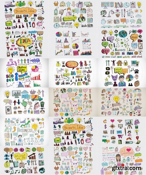 Collection hand drawn icons 25 Eps