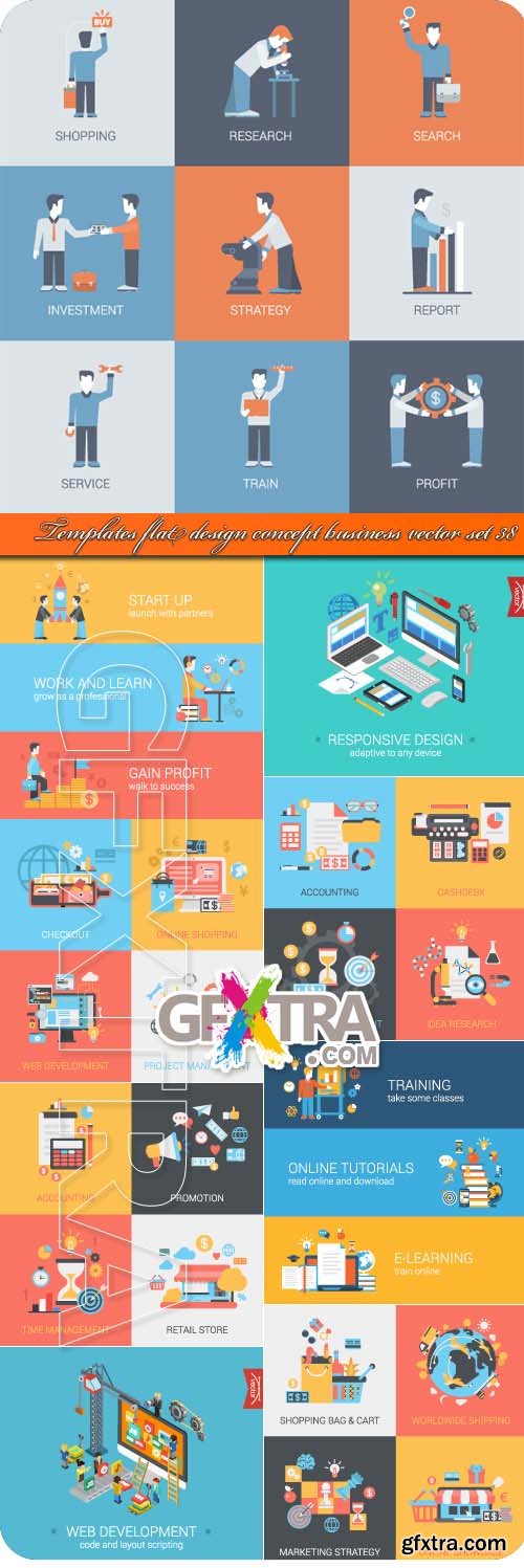 Templates flat design concept business vector set 38