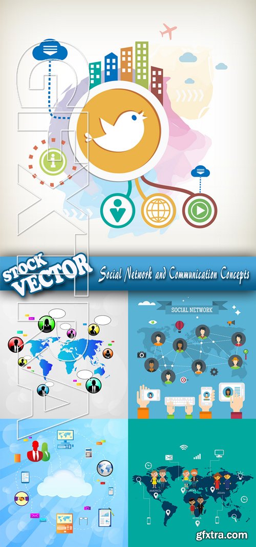 Stock Vector - Social Network and Communication Concepts