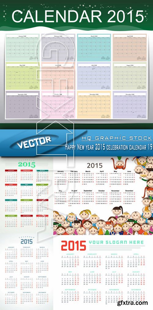 Stock Vector - Happy New year 2015 celebration calendar 19