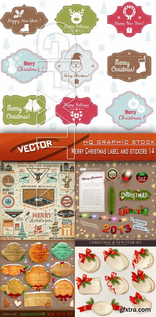 Stock Vector - Merry Christmas label and stickers 14