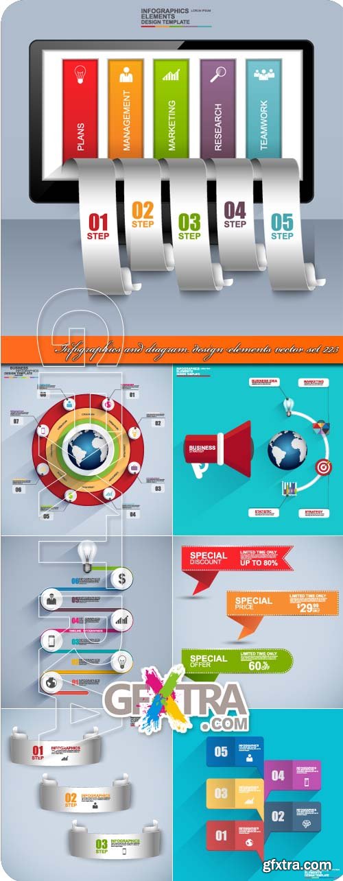 Infographics and diagram design elements vector set 223