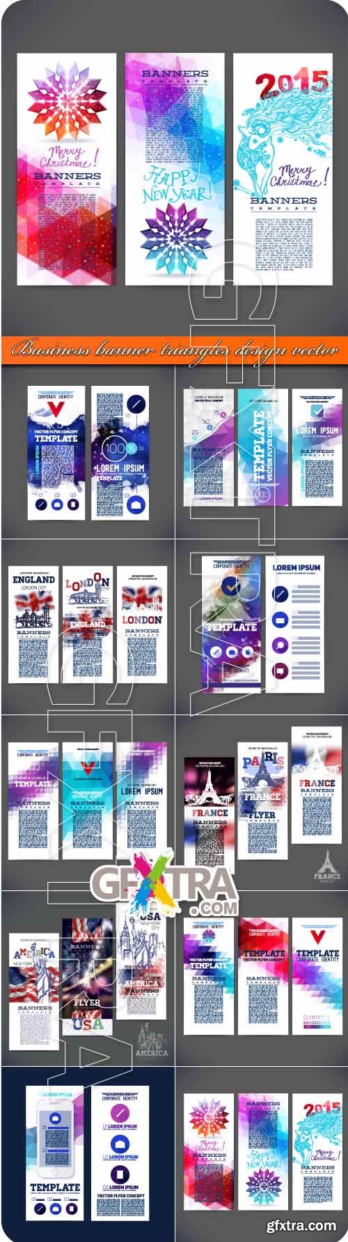 Business banner triangles design vector