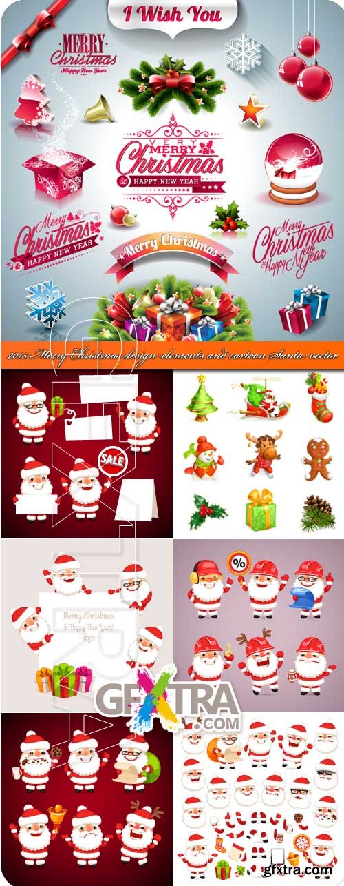 2015 Merry Christmas design elements and cartoon Santa vector