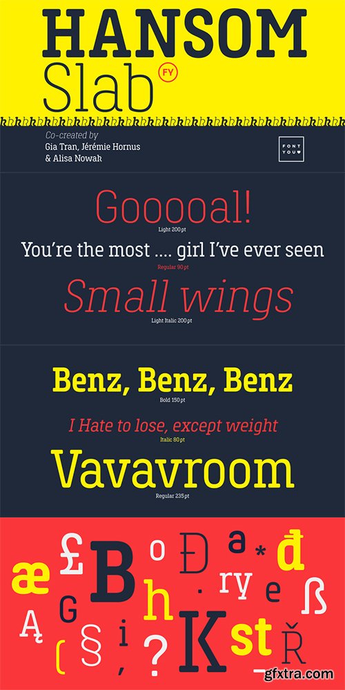 Hansom Slab FY Font Family 9 Fonts $105[