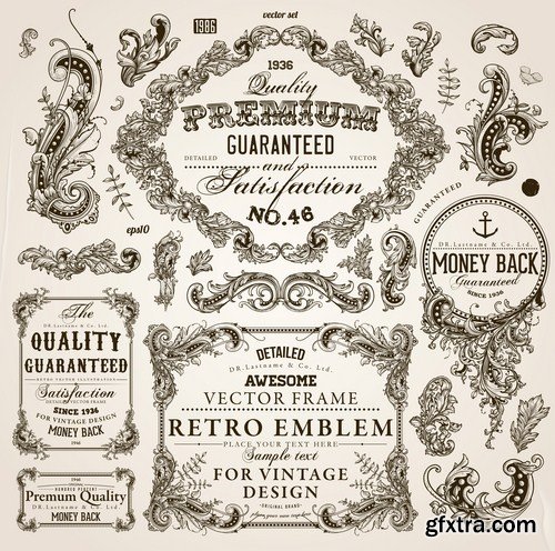 Antique Design Elements - 30 Vector