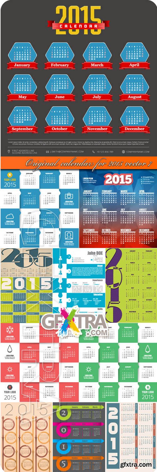 Original calendar for 2015 vector 7