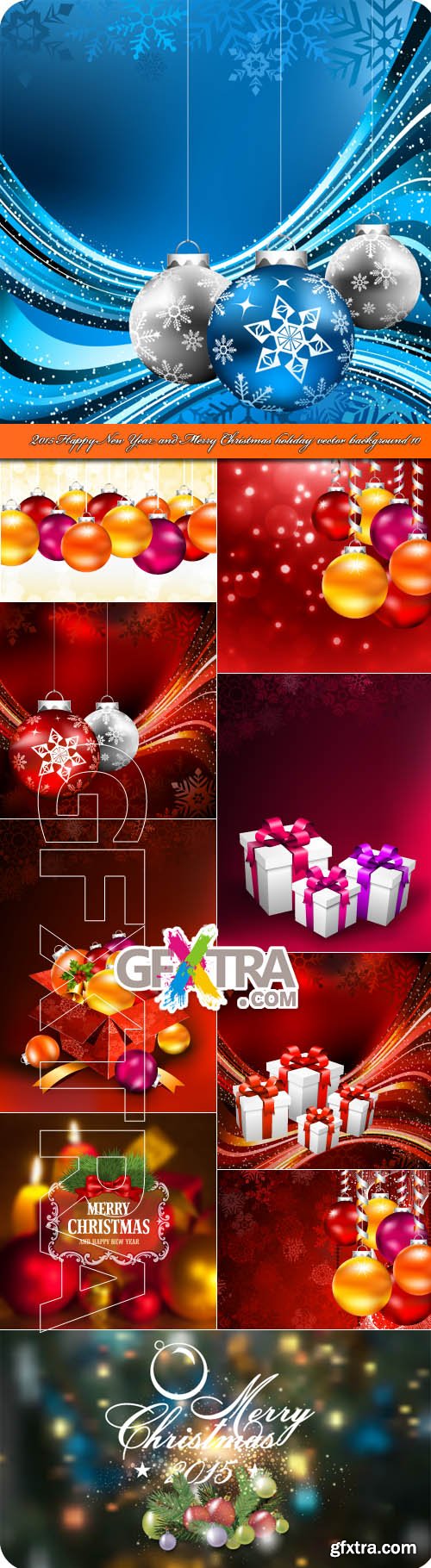 2015 Happy New Year and Merry Christmas holiday vector background 10