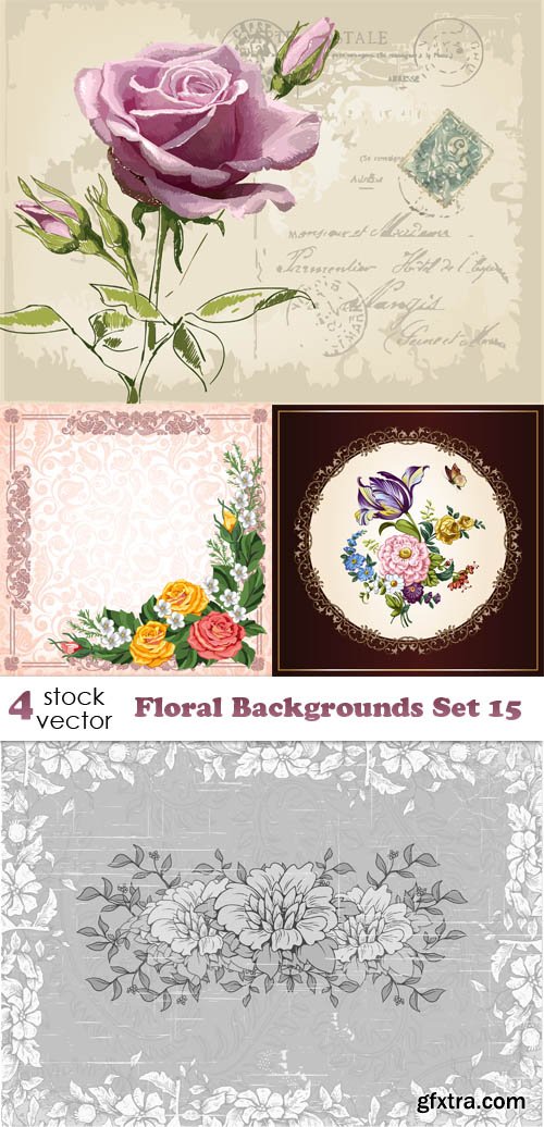 Vectors - Floral Backgrounds Set 15