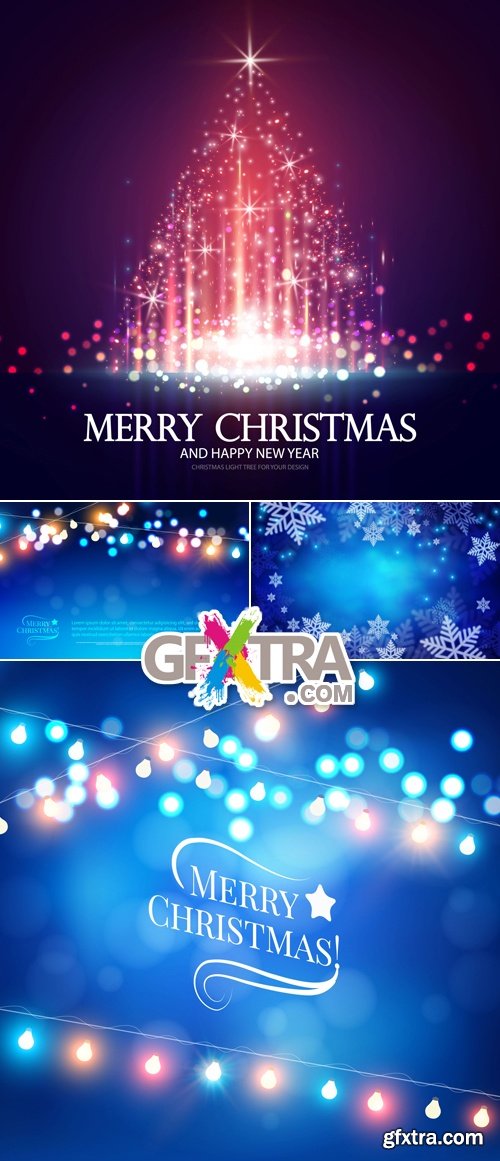 Christmas Lights Cards Vector