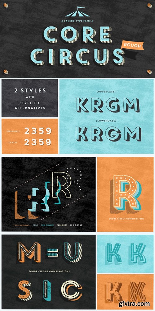 Core Circus Rough Font Family - 17 Fonts