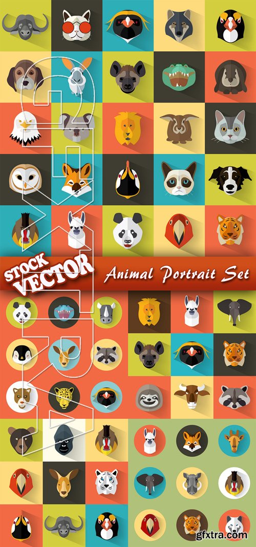 Stock Vector - Animal Portrait Set