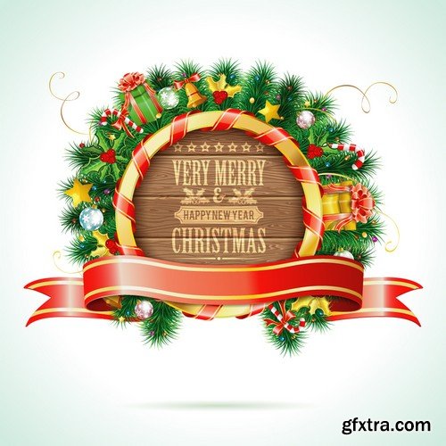 Stock Vectors - Merry Christmas Background 4, 25xEPS