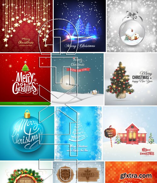 Stock Vectors - Merry Christmas Background 4, 25xEPS