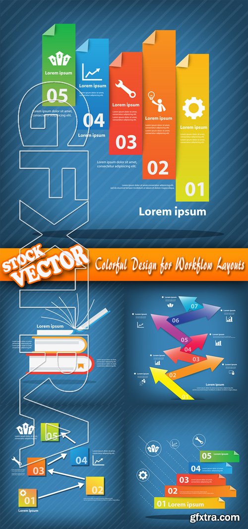 Stock Vector - Colorful Design for Workflow Layouts