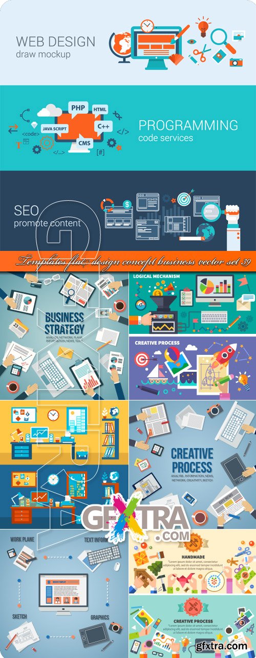 Templates flat design concept business vector set 39