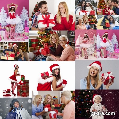 Collection of New Year beautiful people with gifts 25 UHQ Jpeg