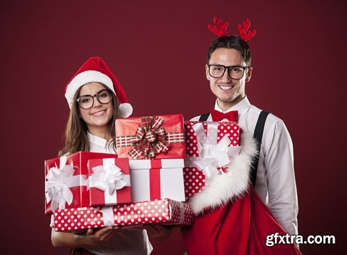 Collection of New Year beautiful people with gifts 25 UHQ Jpeg