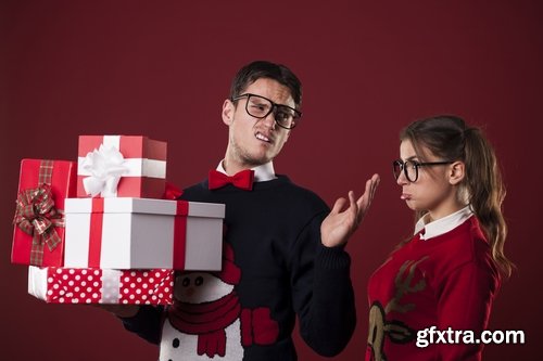 Collection of New Year beautiful people with gifts 25 UHQ Jpeg