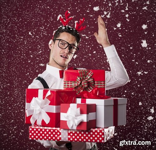 Collection of New Year beautiful people with gifts 25 UHQ Jpeg