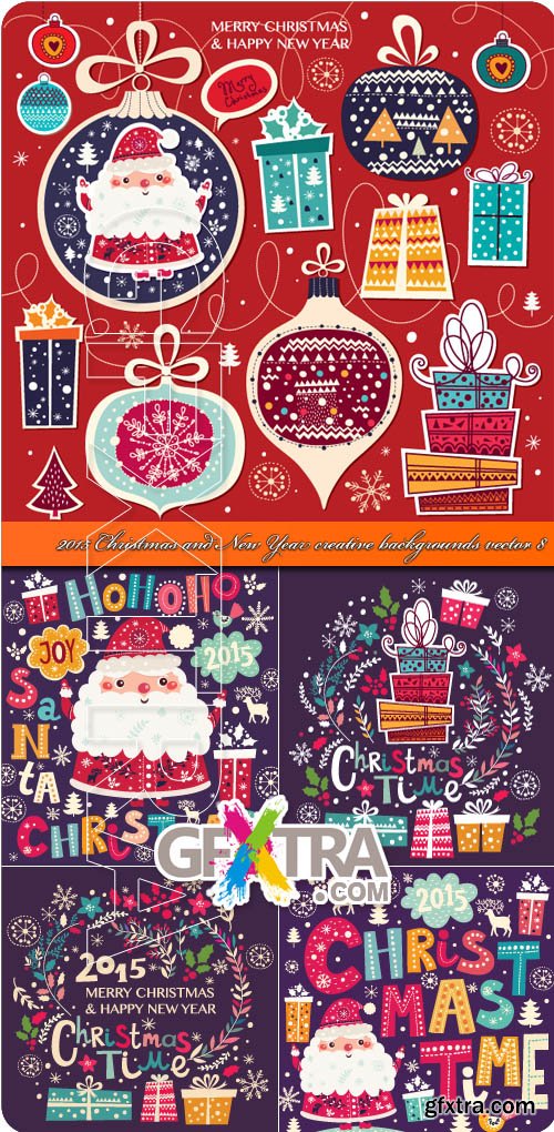 2015 Christmas and New Year creative backgrounds vector 8