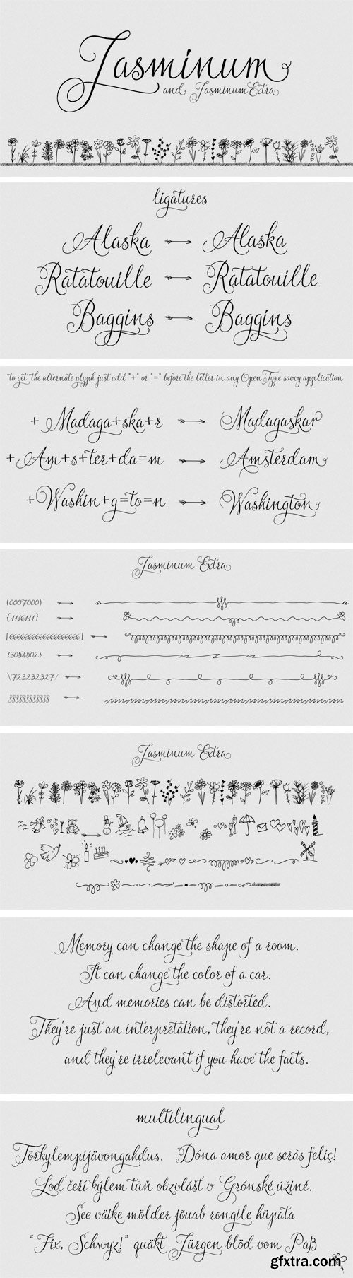 Jasminum Font Family - 2 Fonts for $28