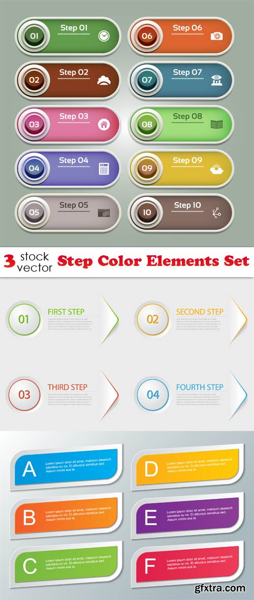 Vectors - Step Color Elements Set