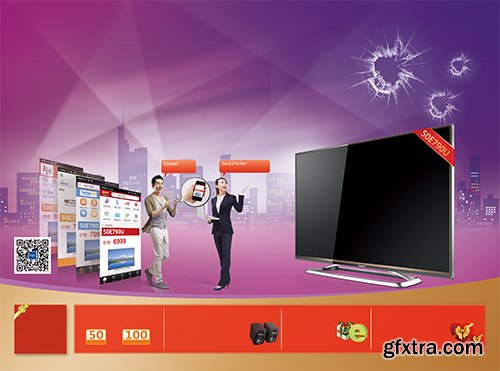 PSD Source - Advertising widescreen TV - Poster 2014